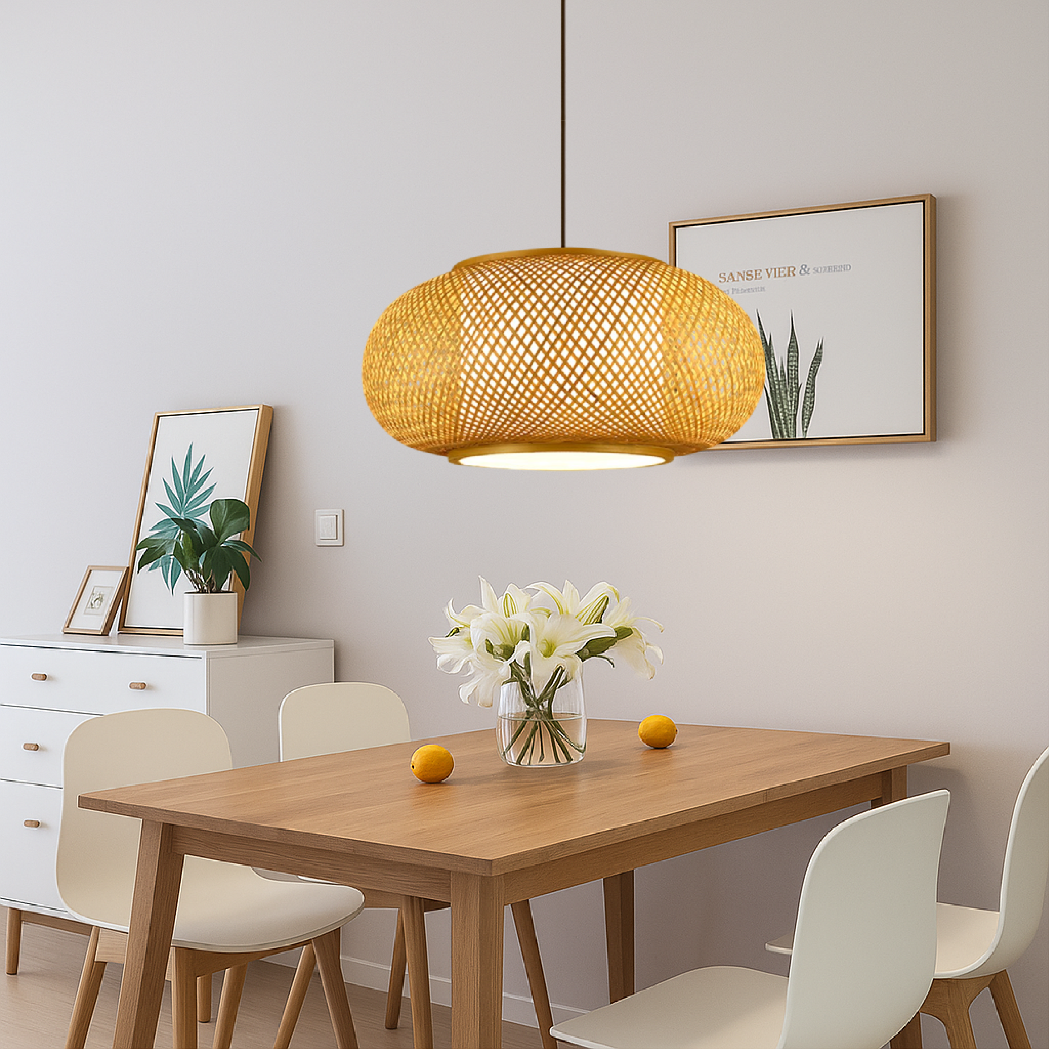 Lampada a sospensione Hansens in bambù