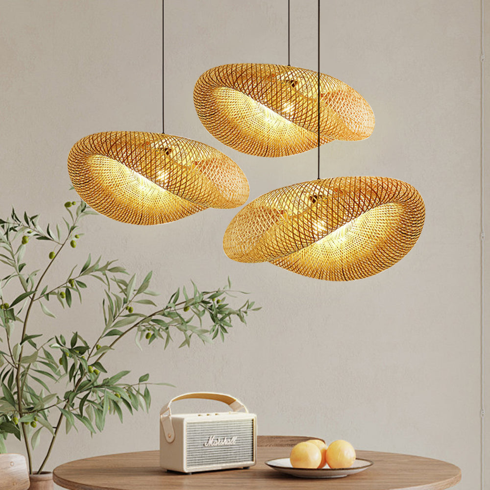 Luce a sospensione in bambù