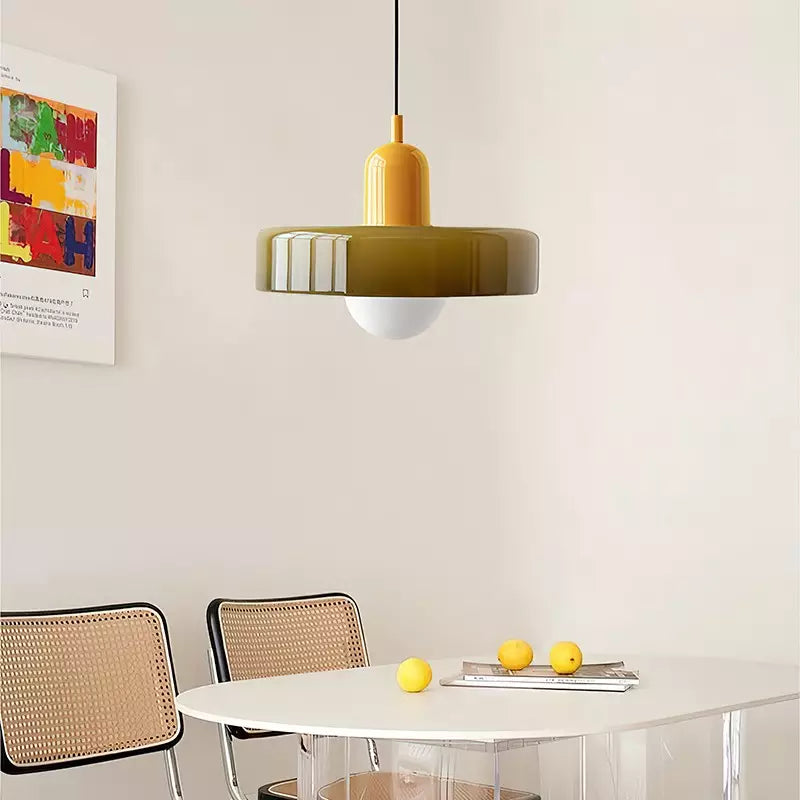 Lampada a sospensione in vetro colorato Bauhaus