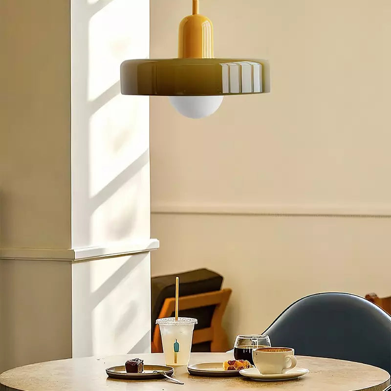 Lampada a sospensione in vetro colorato Bauhaus