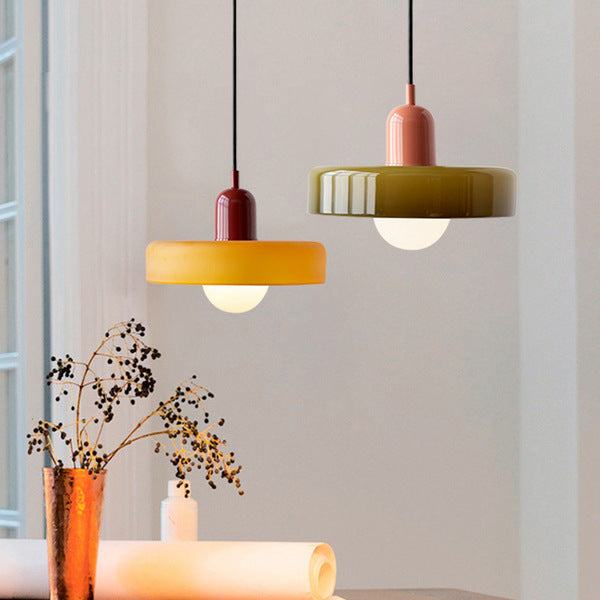 Lampada a sospensione in vetro colorato Bauhaus