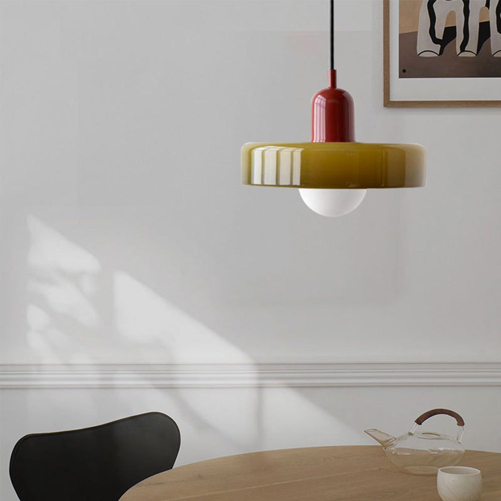 Lampada a sospensione in vetro colorato Bauhaus