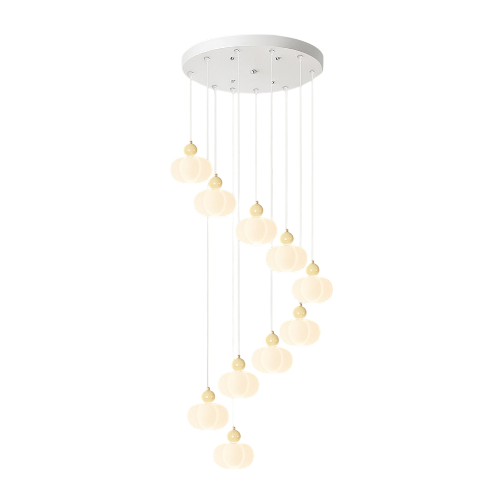 Lampadario da scala Art Déco Crema