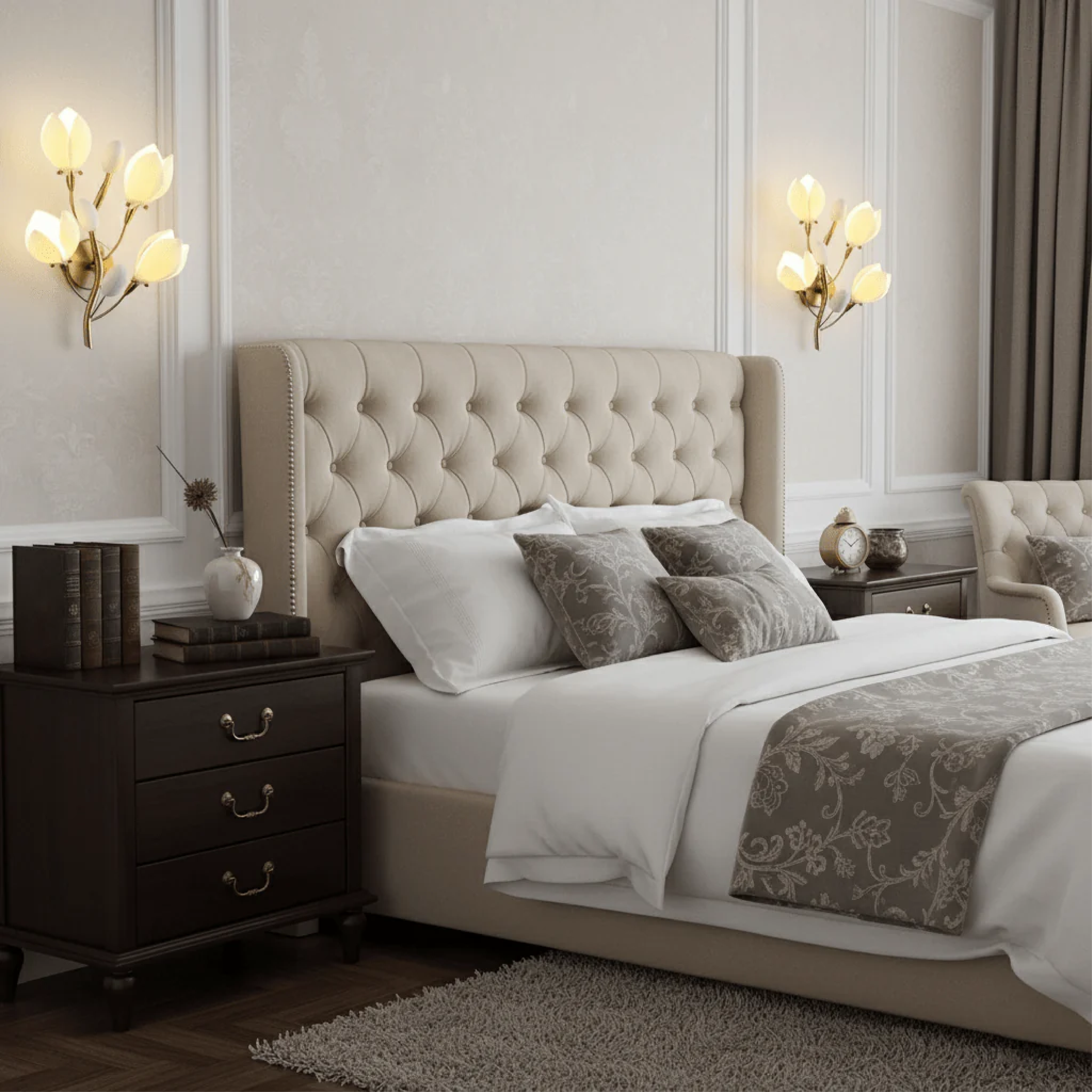 Lampada da parete a fiori in ceramica