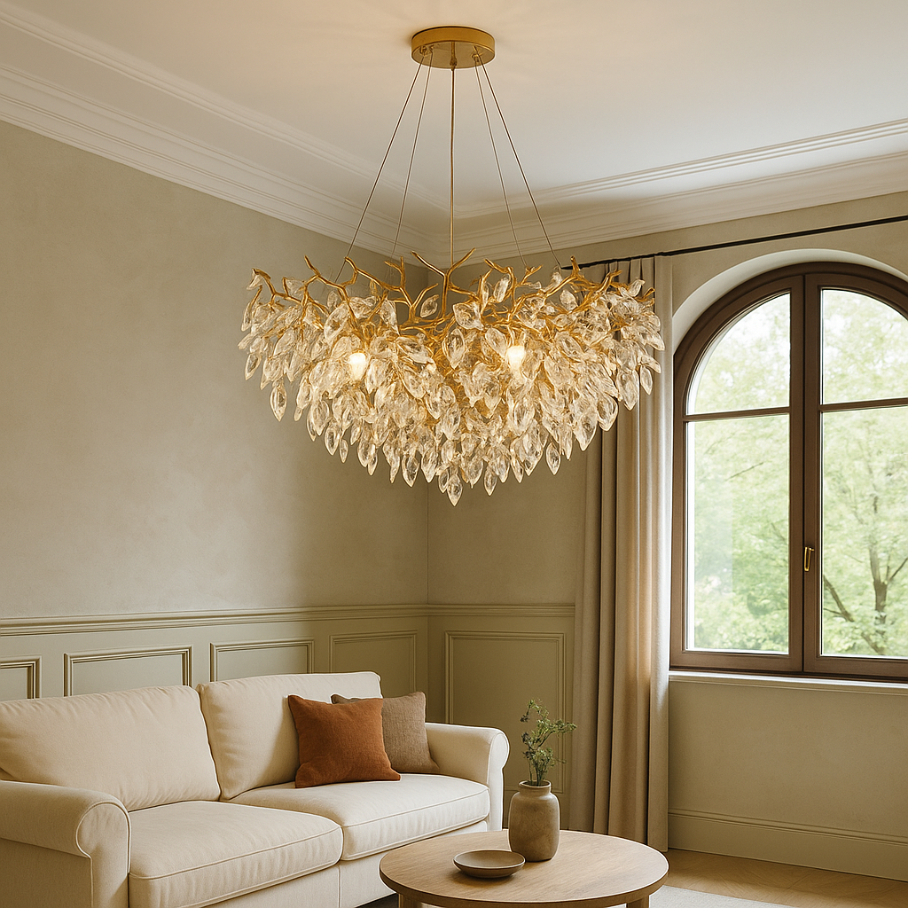 Lampadario rotondo in cristallo