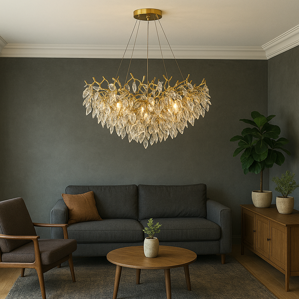 Lampadario rotondo in cristallo