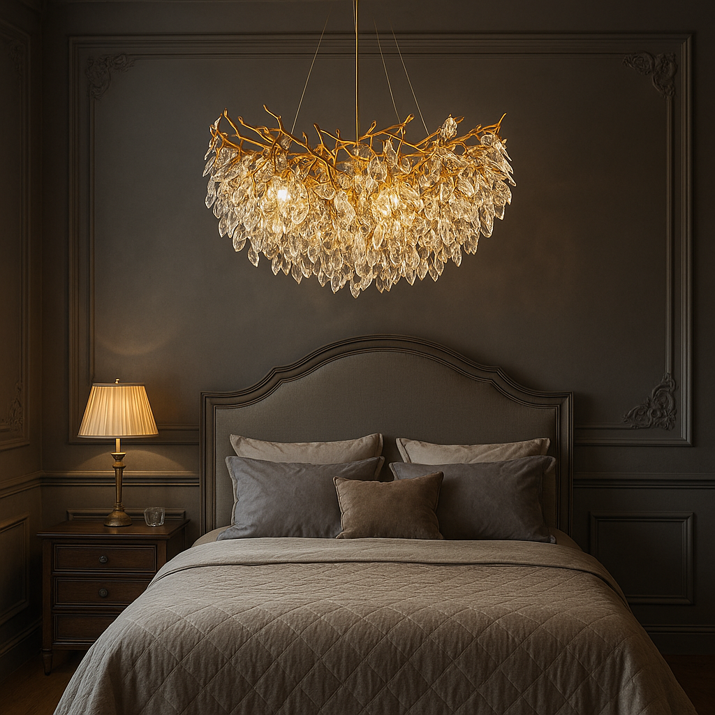 Lampadario rotondo in cristallo