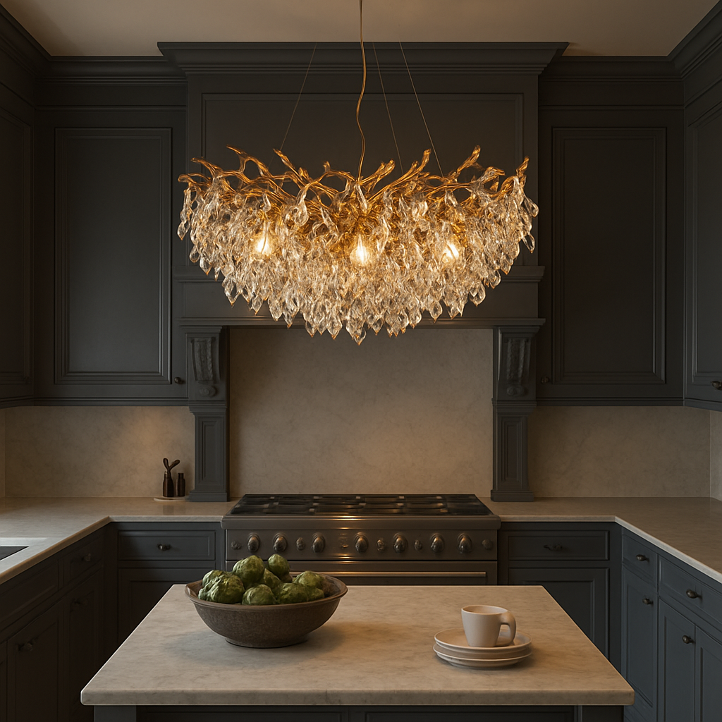 Lampadario rotondo in cristallo