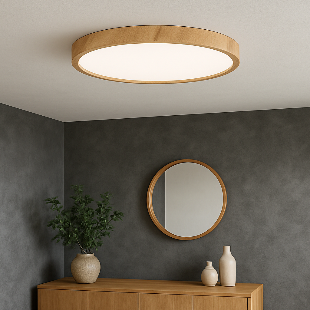 Plafoniera con venature di legno