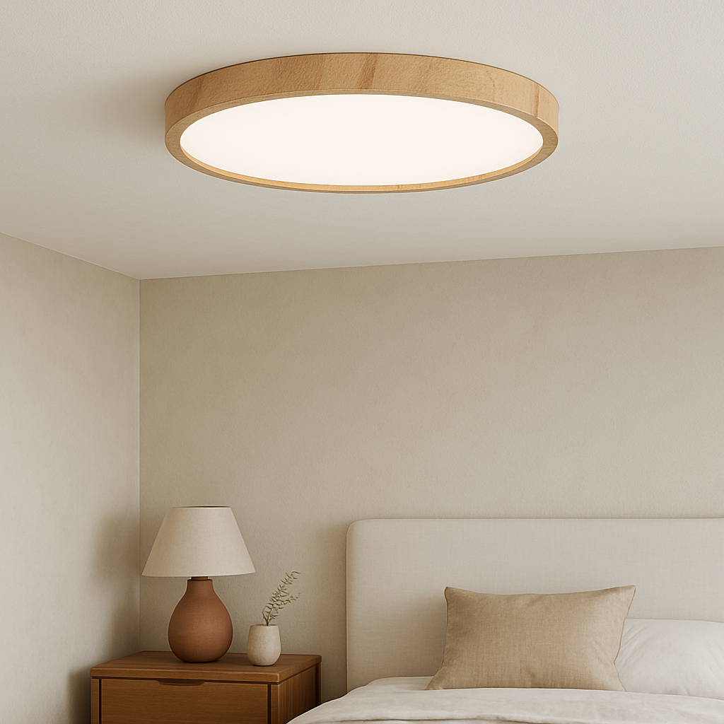 Plafoniera con venature di legno