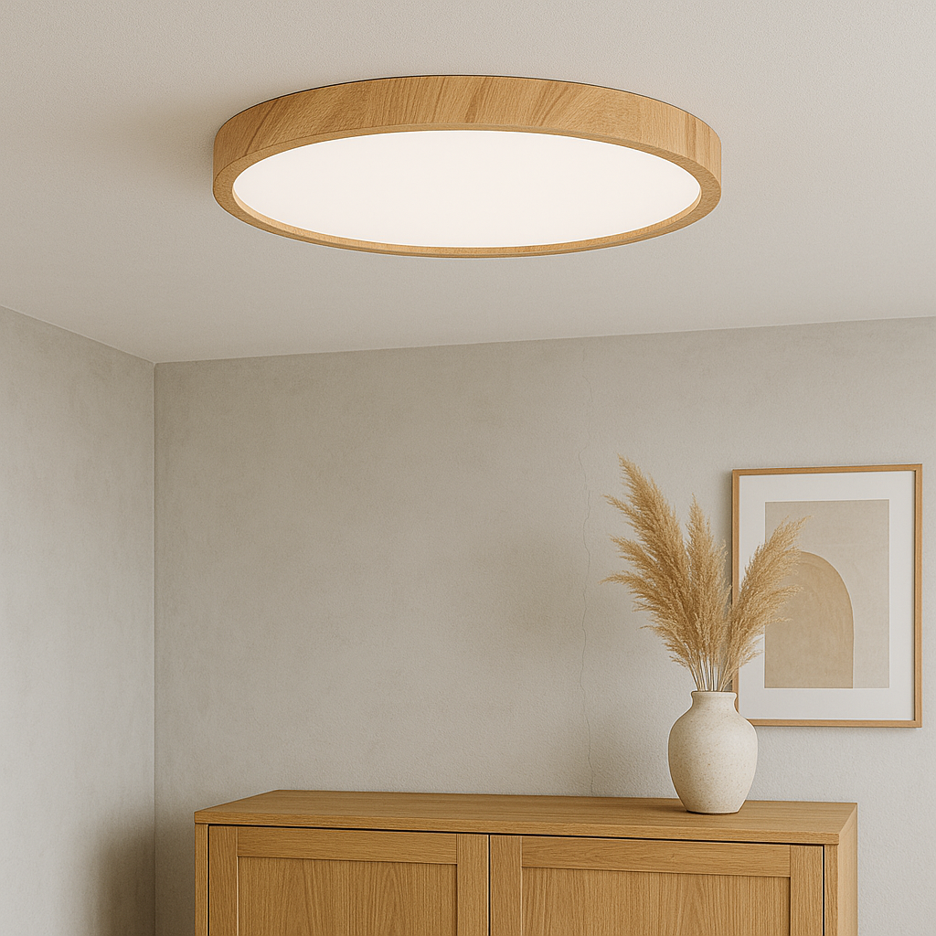 Plafoniera con venature di legno