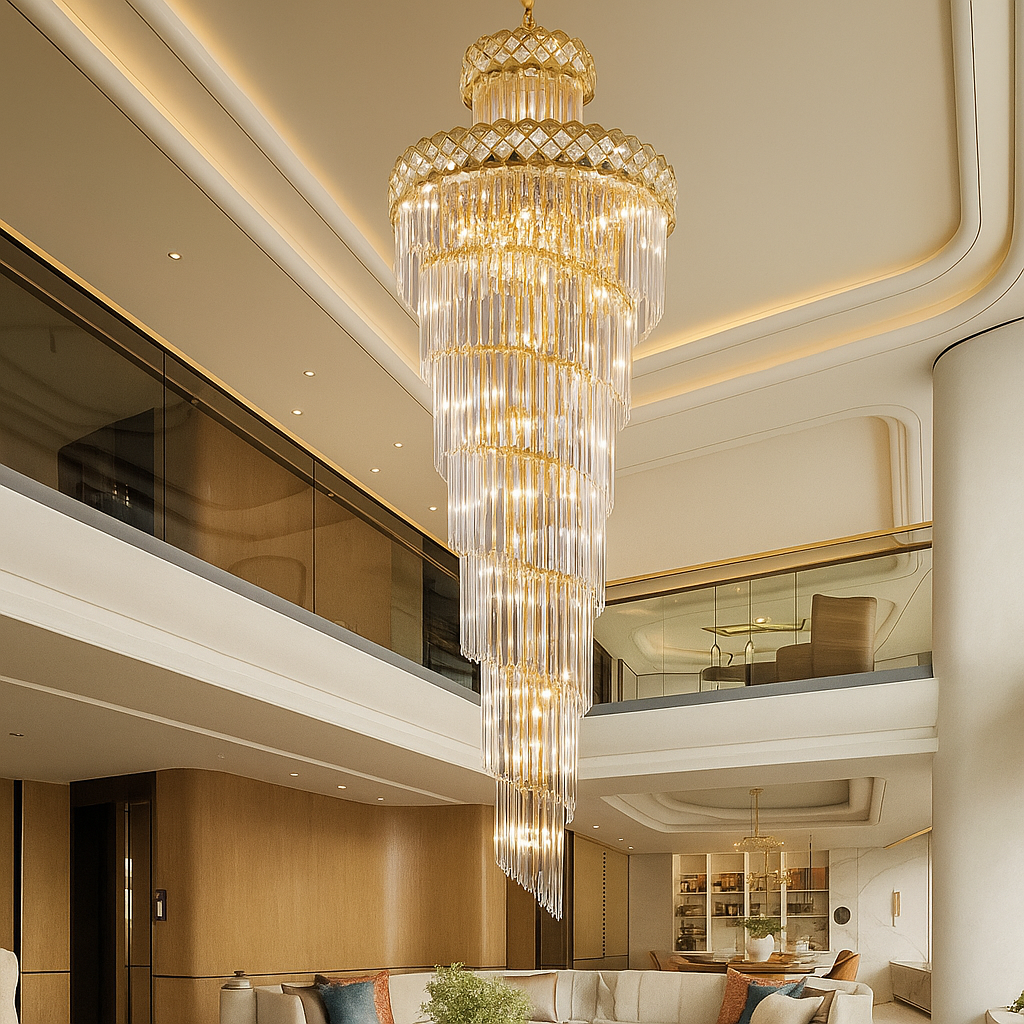 Lampadario moderno in cristallo per scale