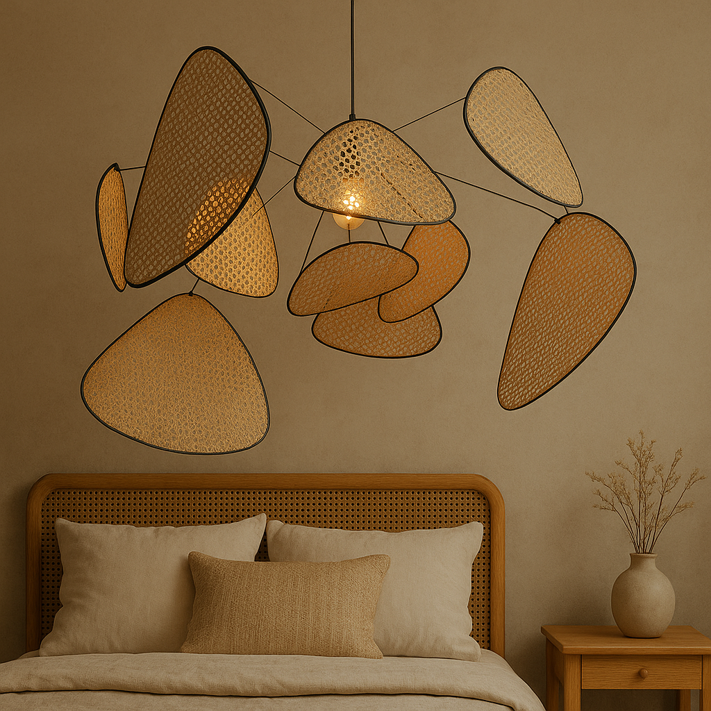 Luce a sospensione in rattan di Bria