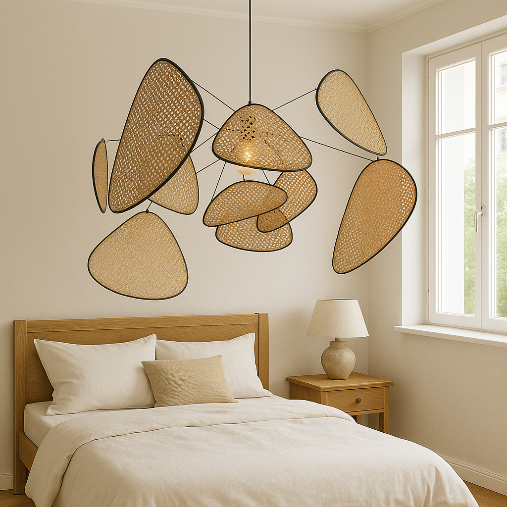 Luce a sospensione in rattan di Bria