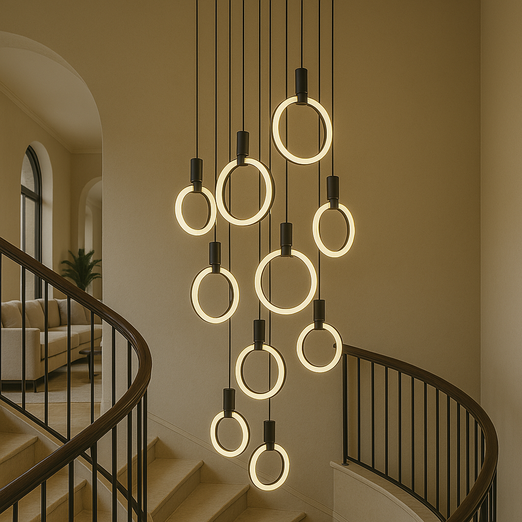 7/10 Lampadario per scale ad anelli