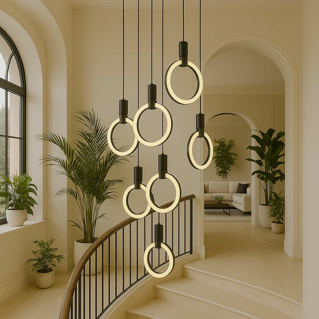 7/10 Lampadario per scale ad anelli