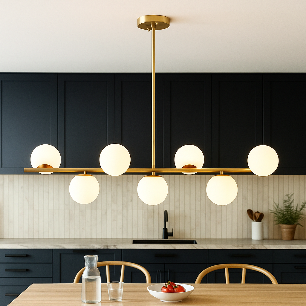 Lampadario da tavolo dorato per la cucina