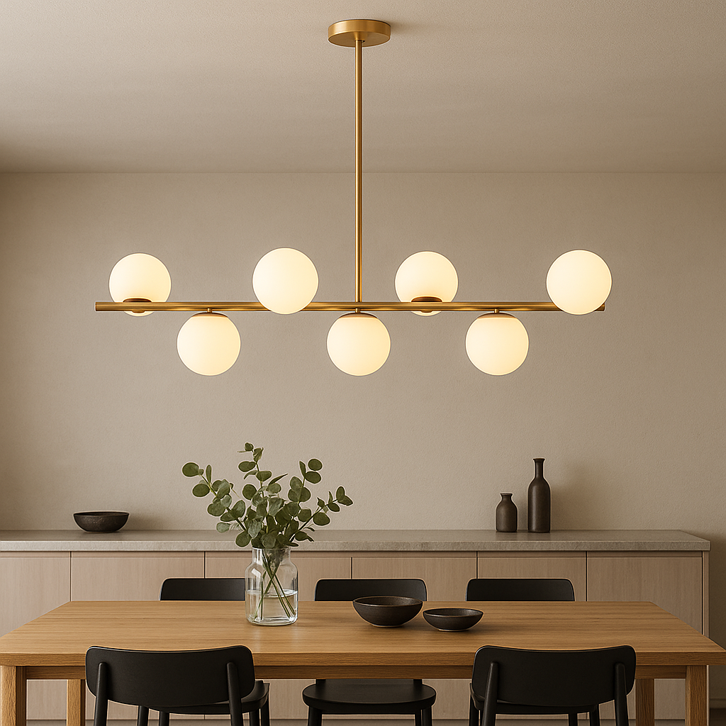 Lampadario da tavolo dorato per la cucina