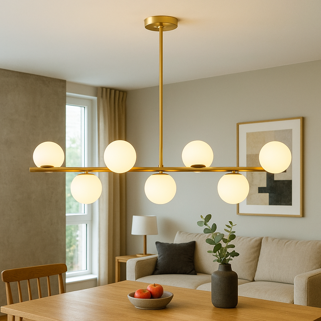 Lampadario da tavolo dorato per la cucina