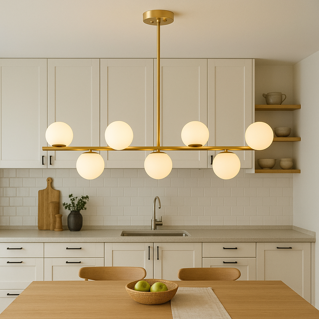 Lampadario da tavolo dorato per la cucina