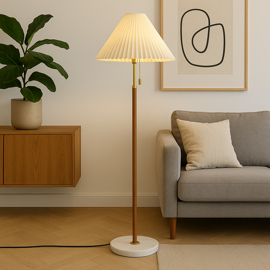 Lampada da terra in legno vintage Yrus