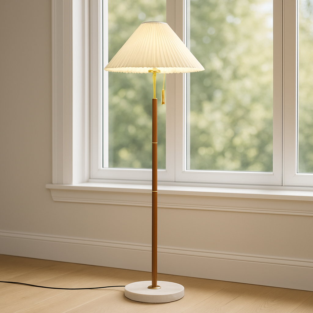 Lampada da terra in legno vintage Yrus