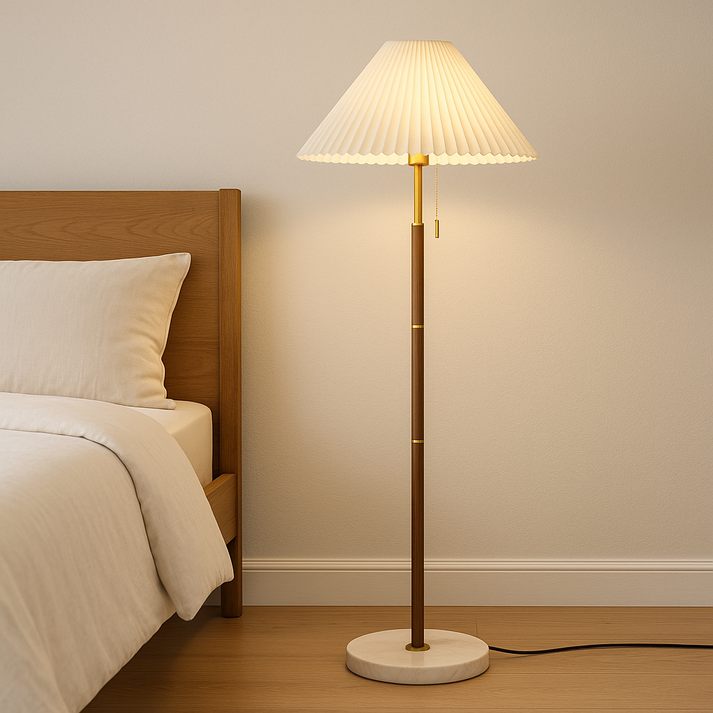 Lampada da terra in legno vintage Yrus