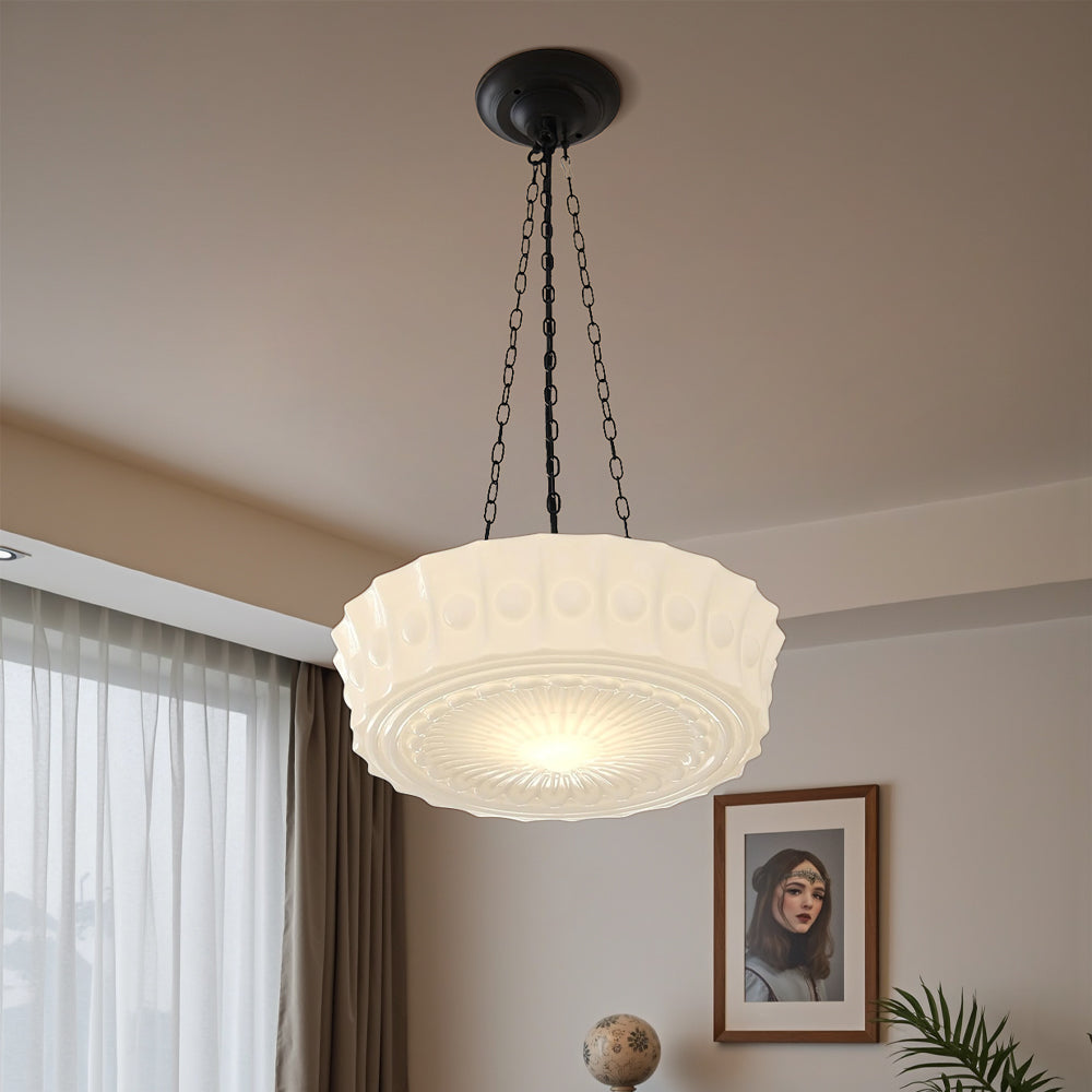 Luce a sospensione bianco latte