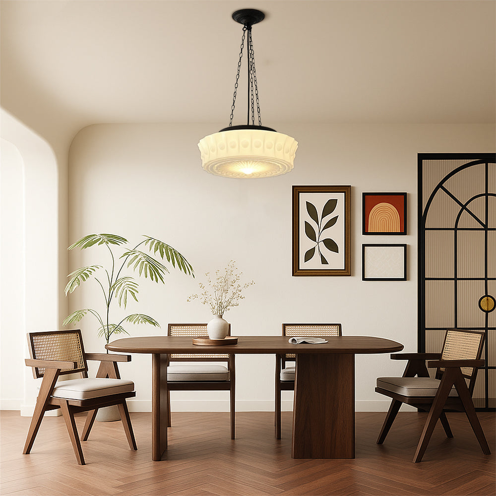 Luce a sospensione bianco latte