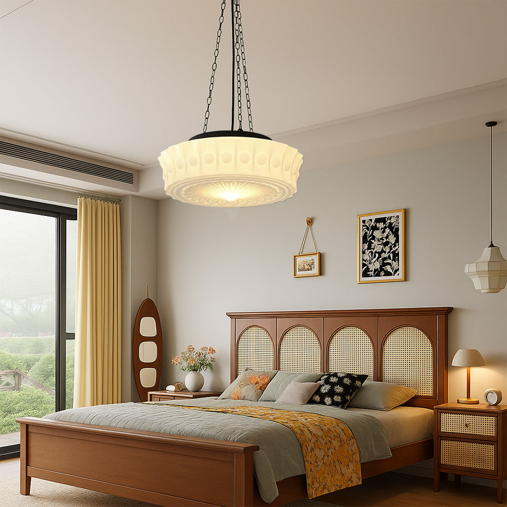 Luce a sospensione bianco latte