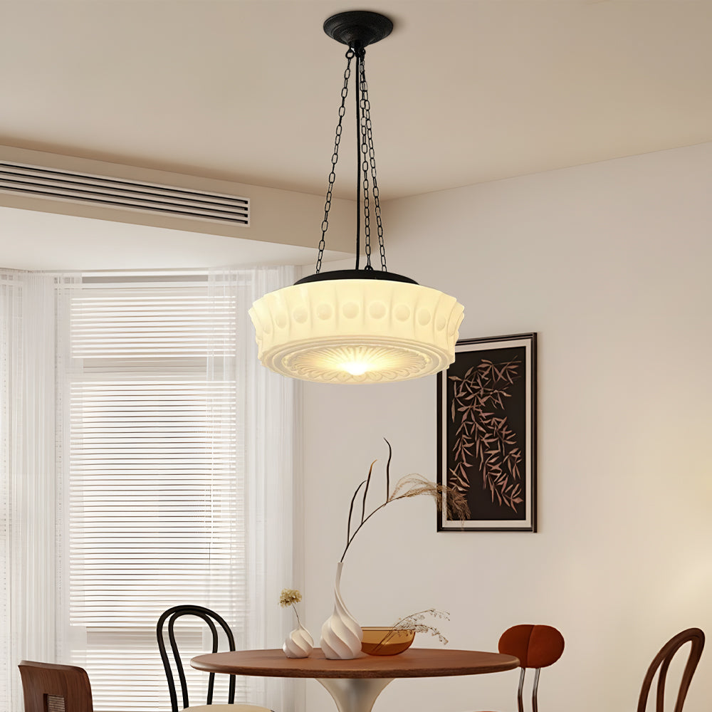 Luce a sospensione bianco latte