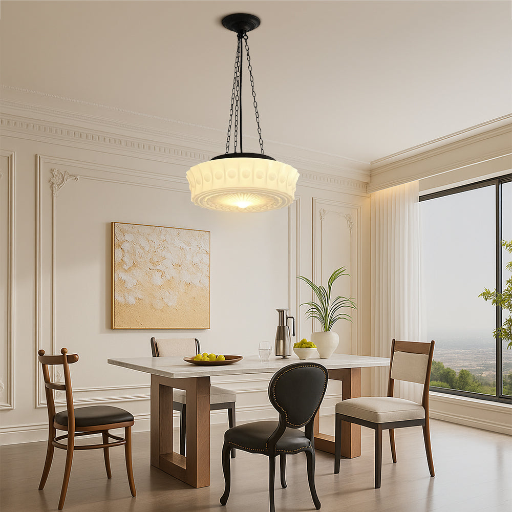 Luce a sospensione bianco latte