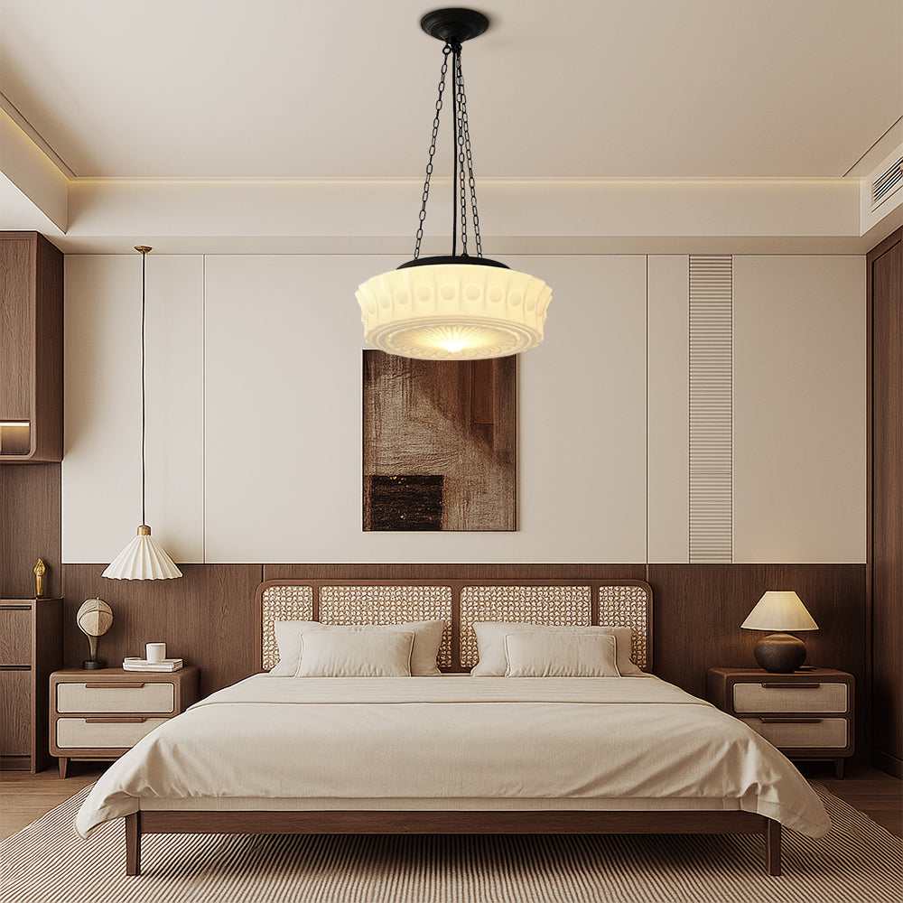 Luce a sospensione bianco latte