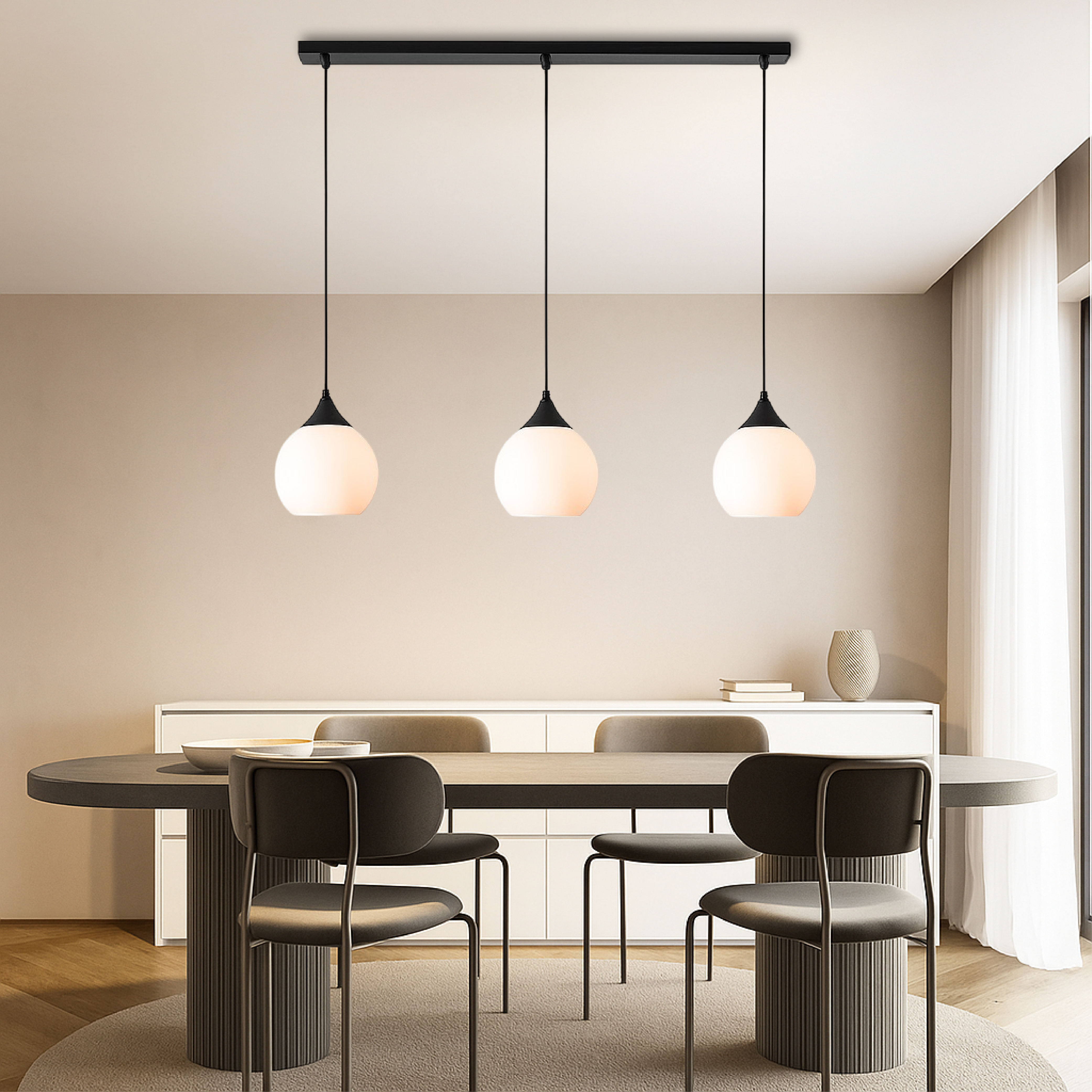 Lampada a sospensione per tavolo da pranzo a 3 teste di Gade