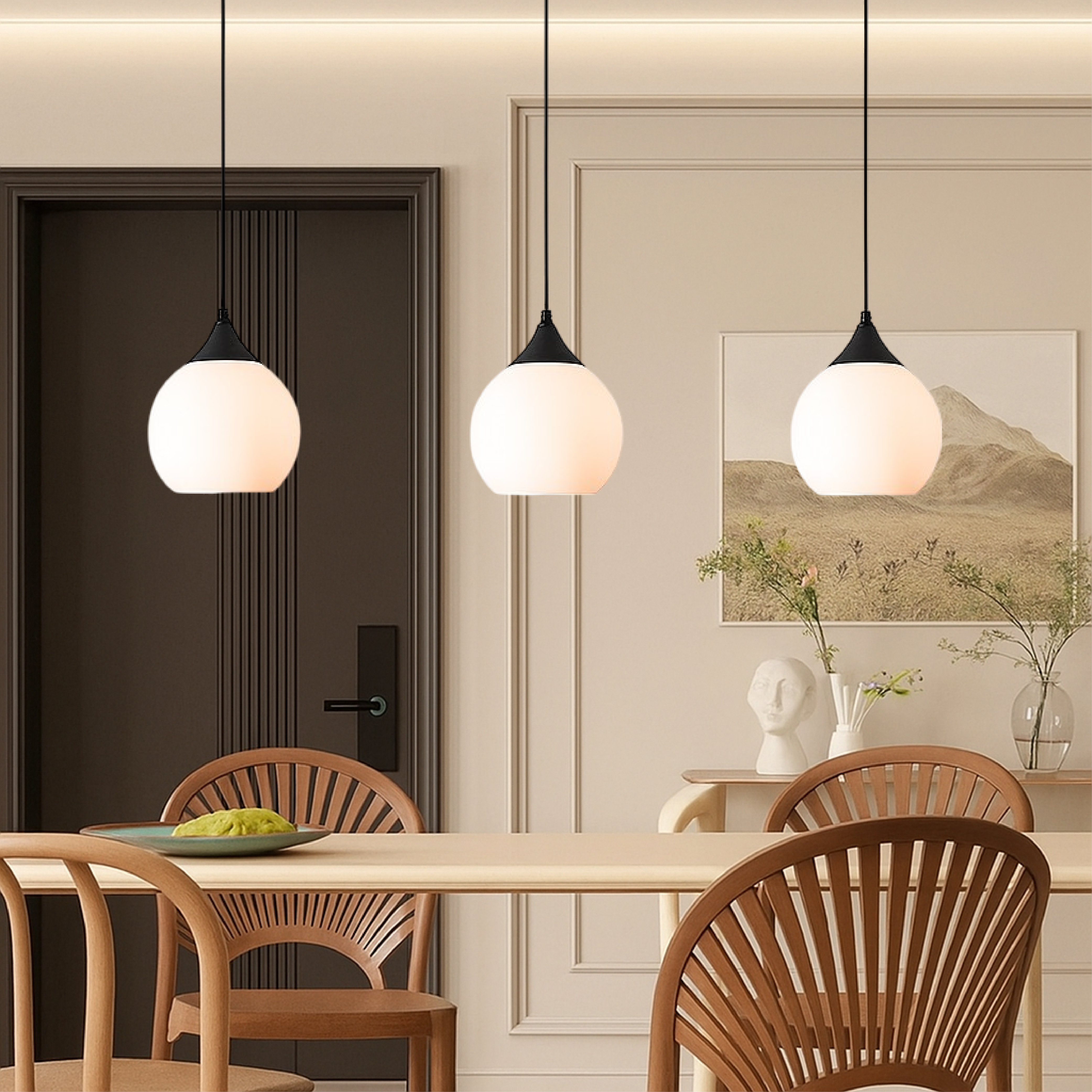 Lampada a sospensione per tavolo da pranzo a 3 teste di Gade