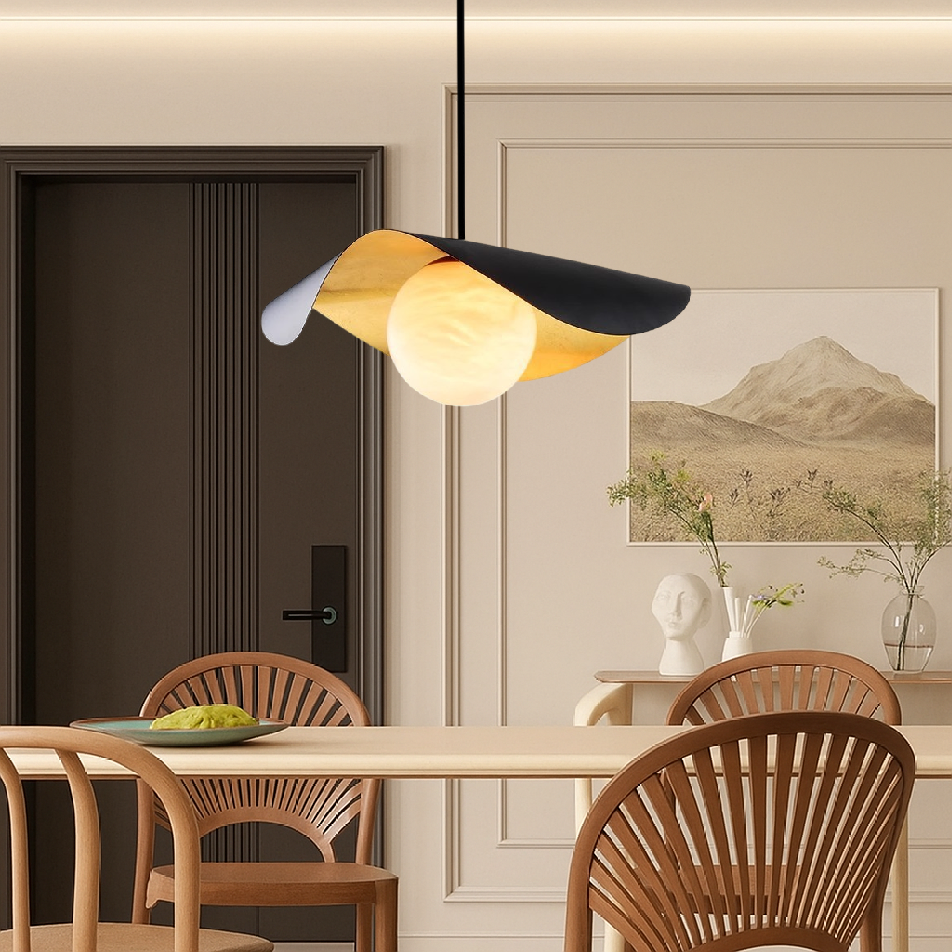 Lampada a sospensione a sfera in marmo spagnolo