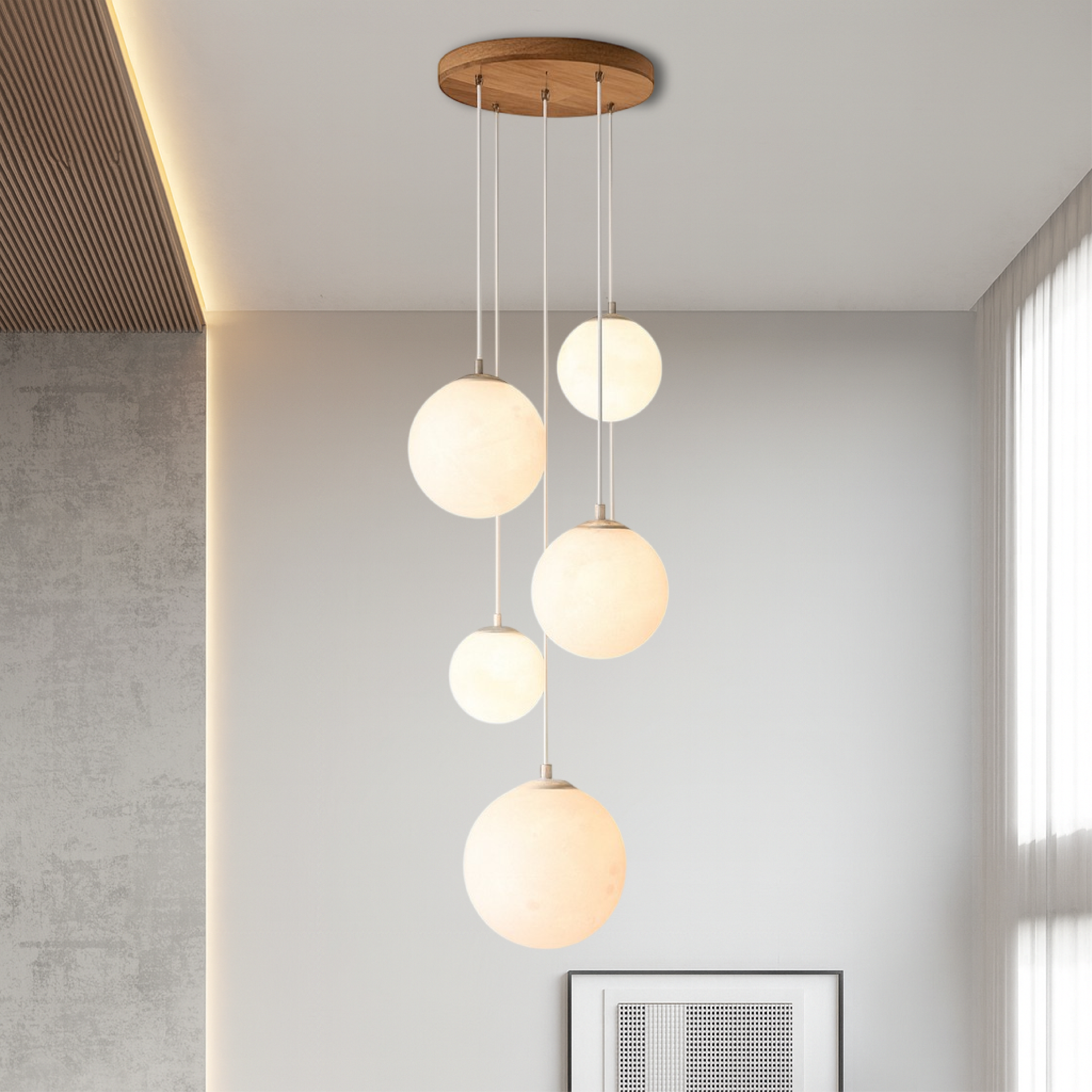 Lampadario nordico per scale Moonlamp