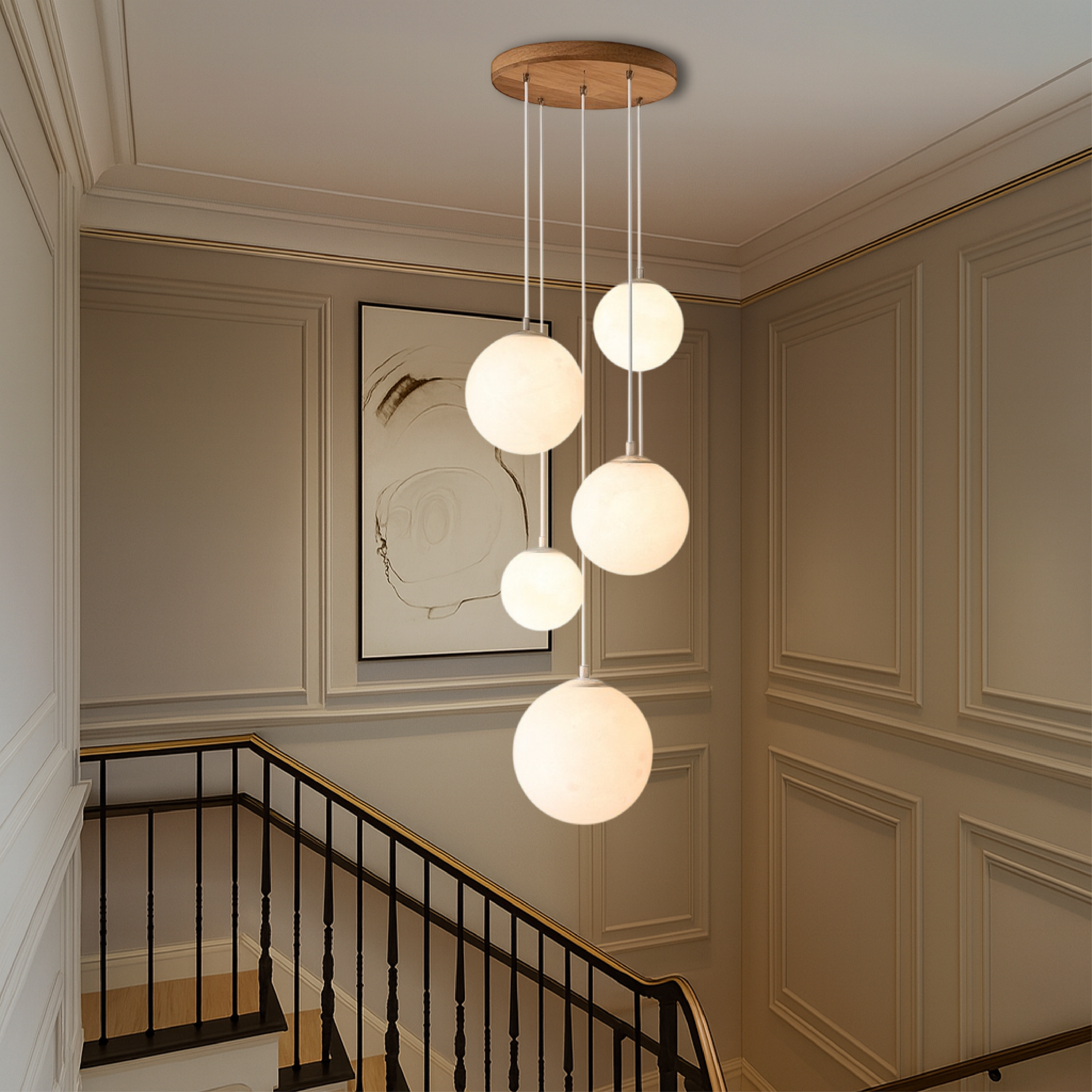 Lampadario nordico per scale Moonlamp