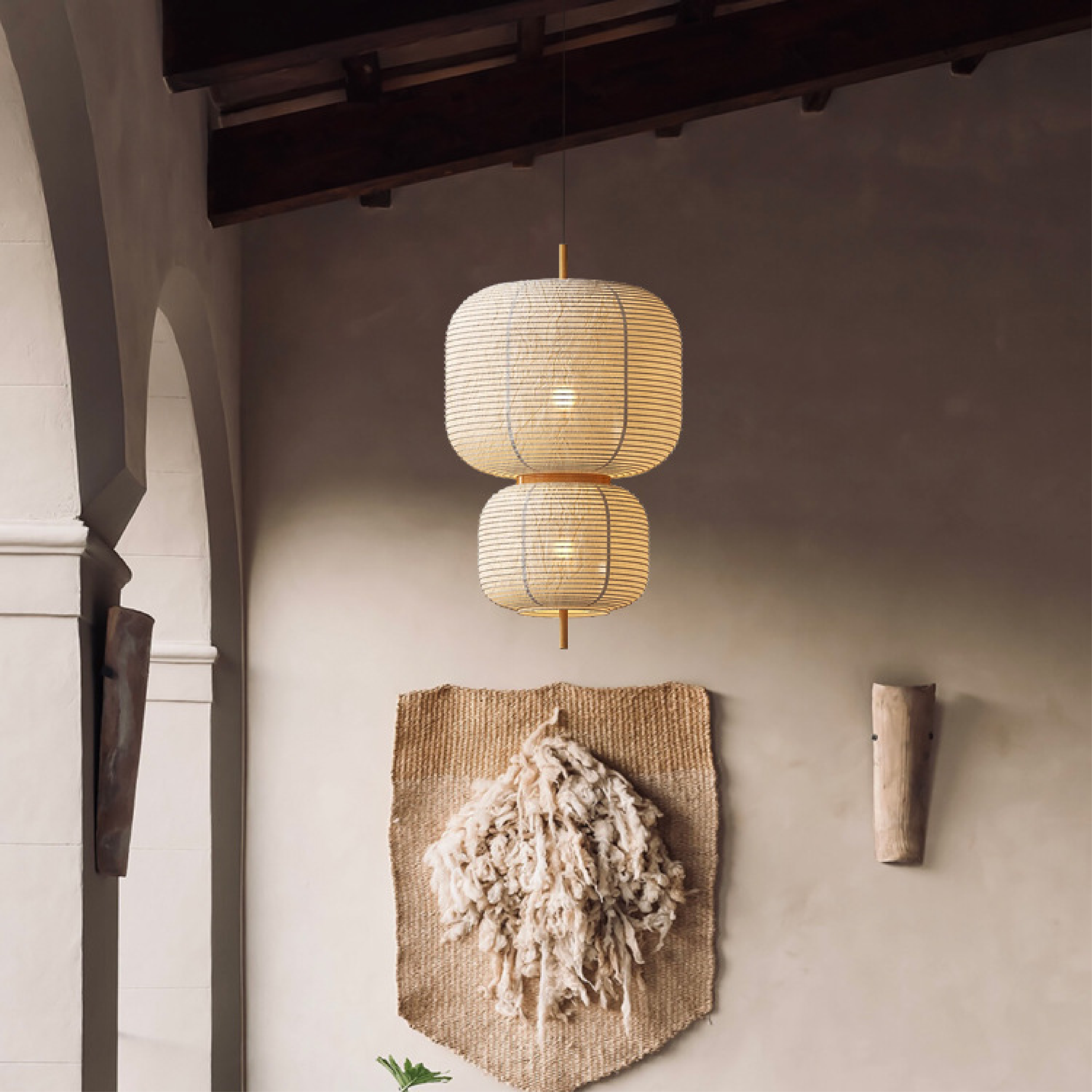 Luce a sospensione in carta di riso giapponese