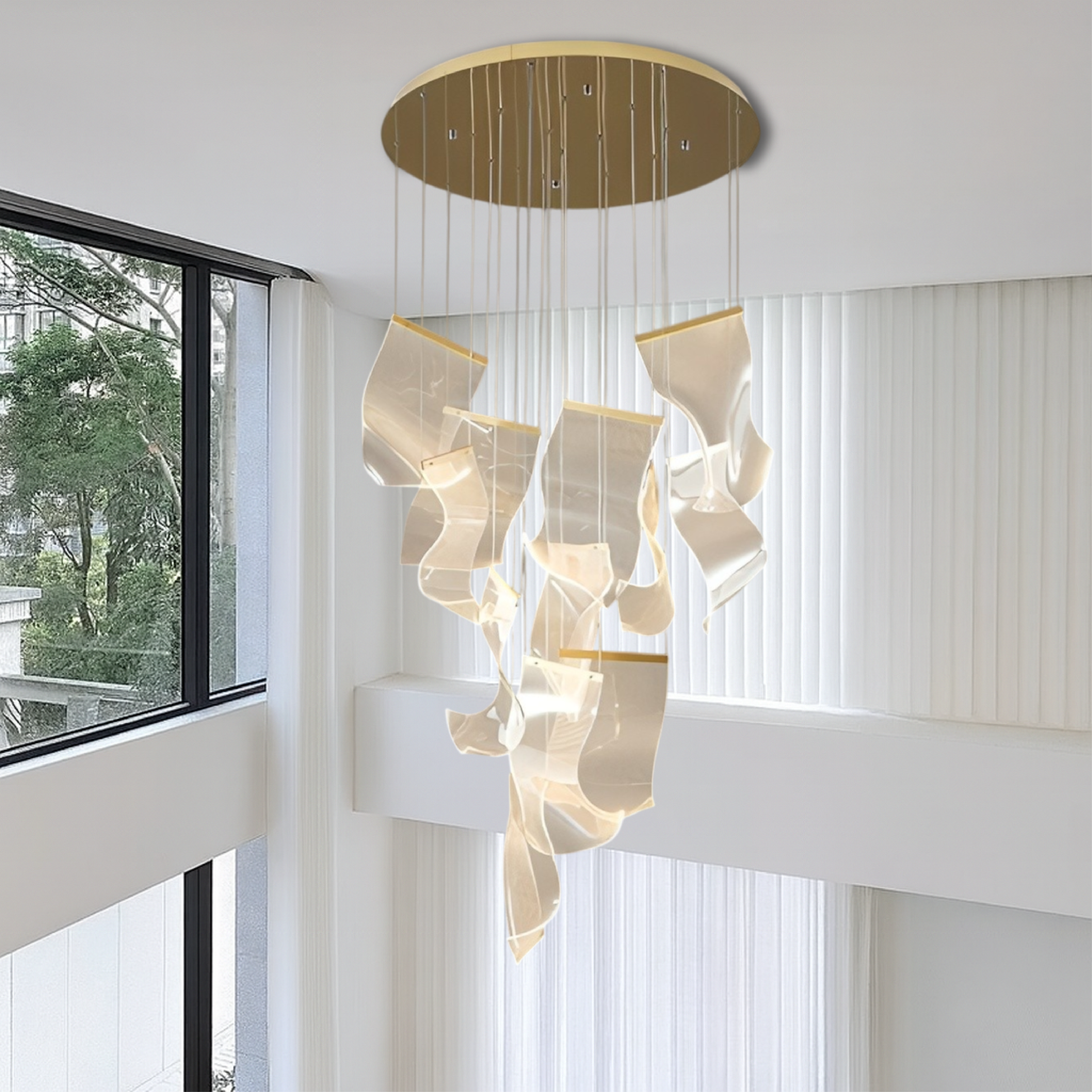 Lampadario acrilico Golden Staircase