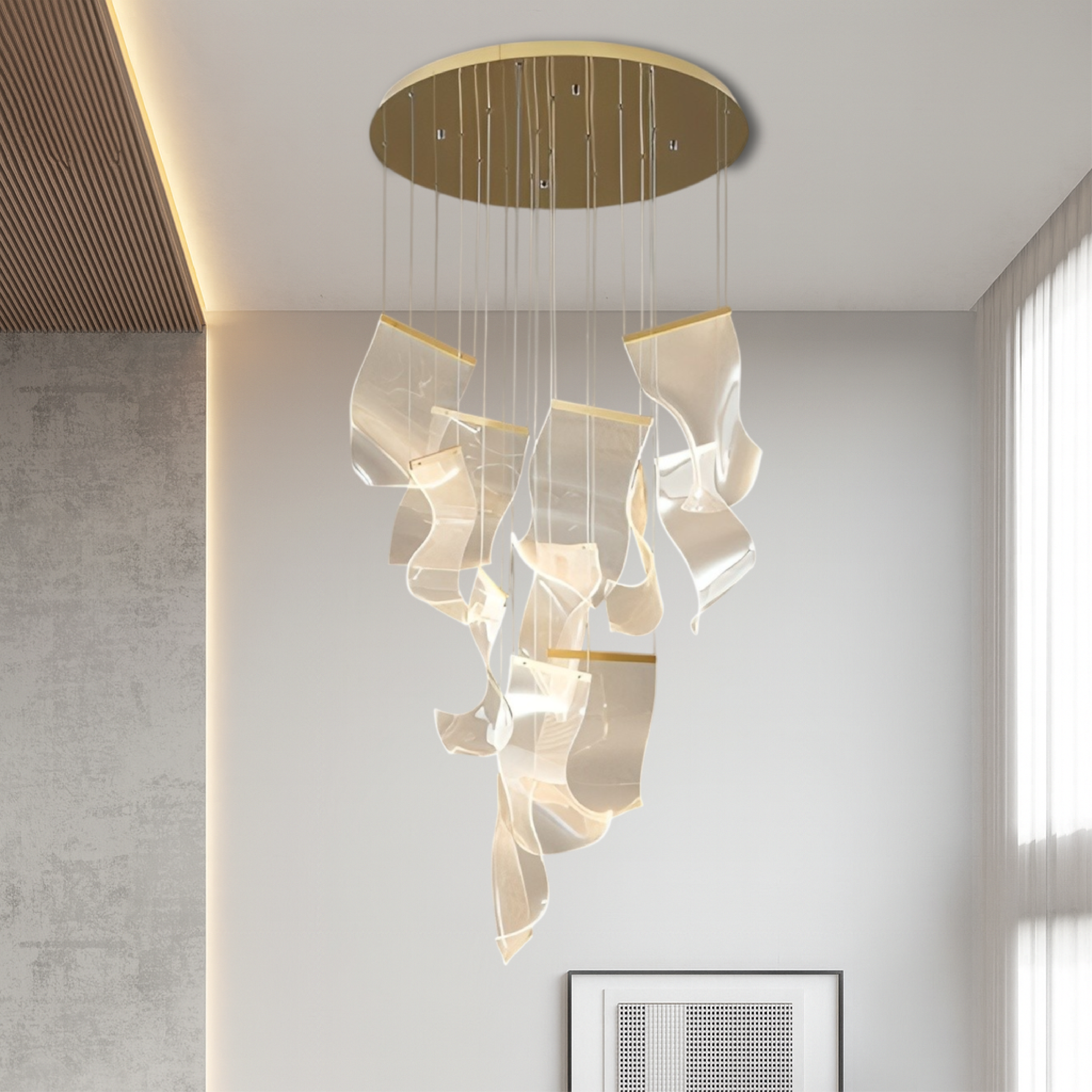 Lampadario acrilico Golden Staircase