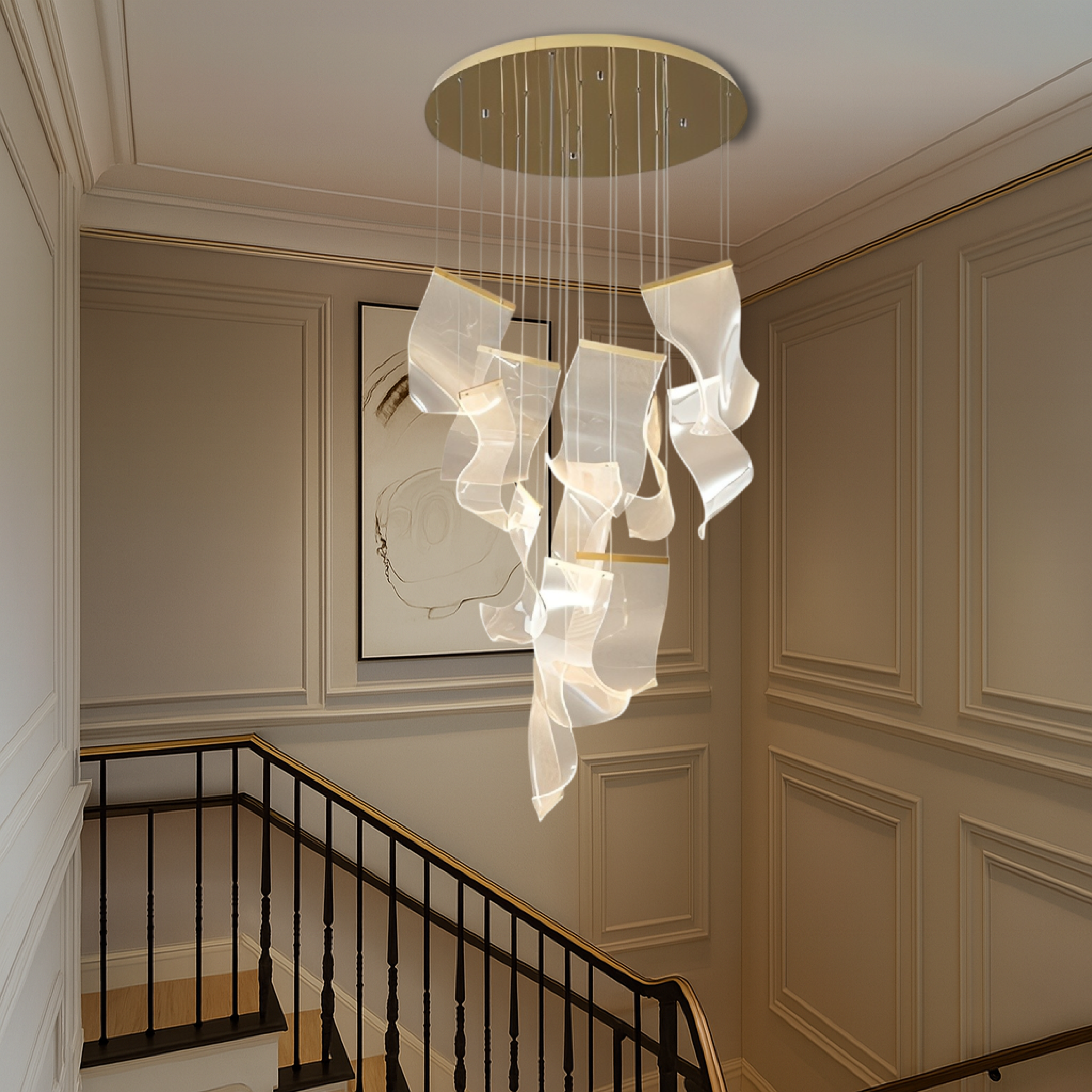 Lampadario acrilico Golden Staircase