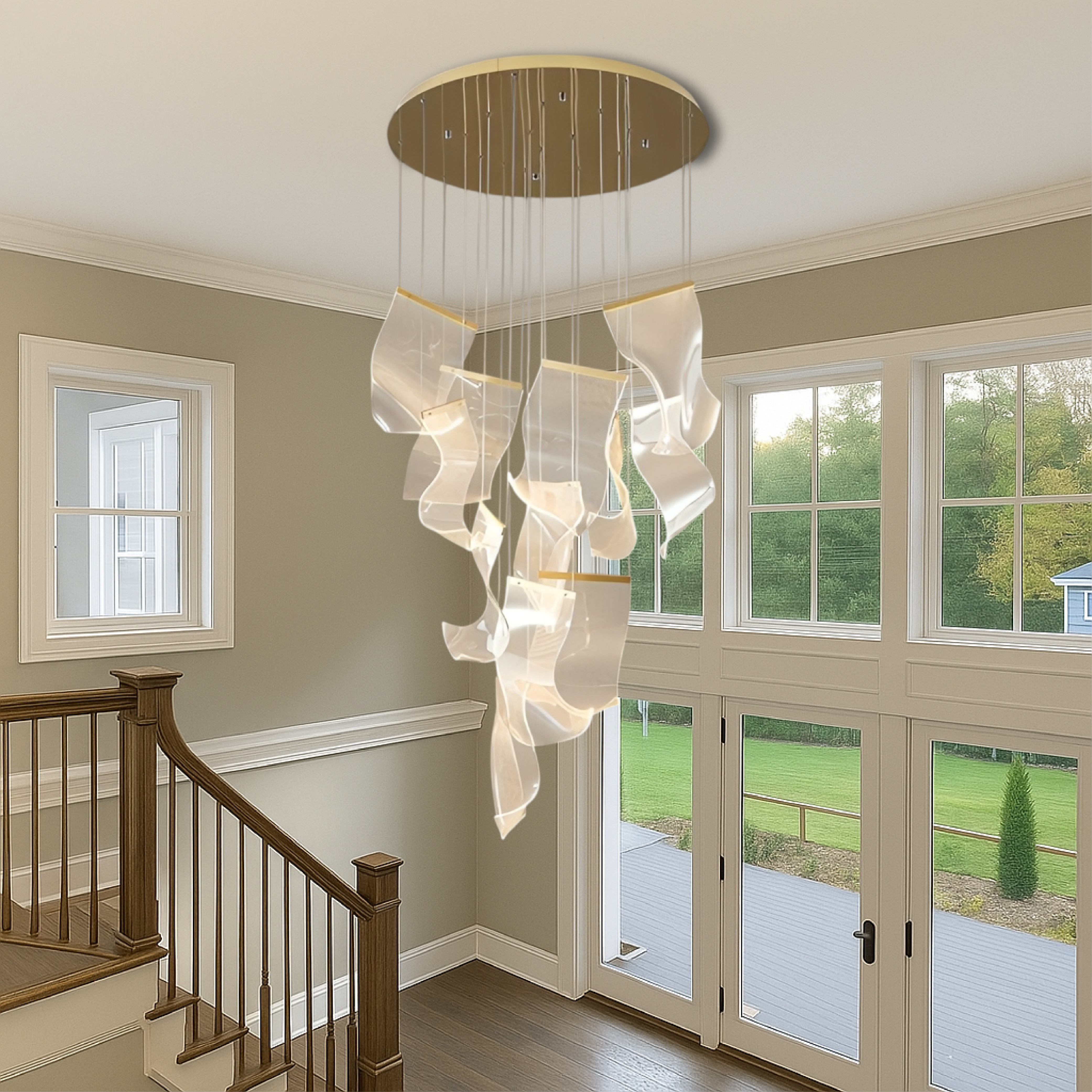 Lampadario acrilico Golden Staircase