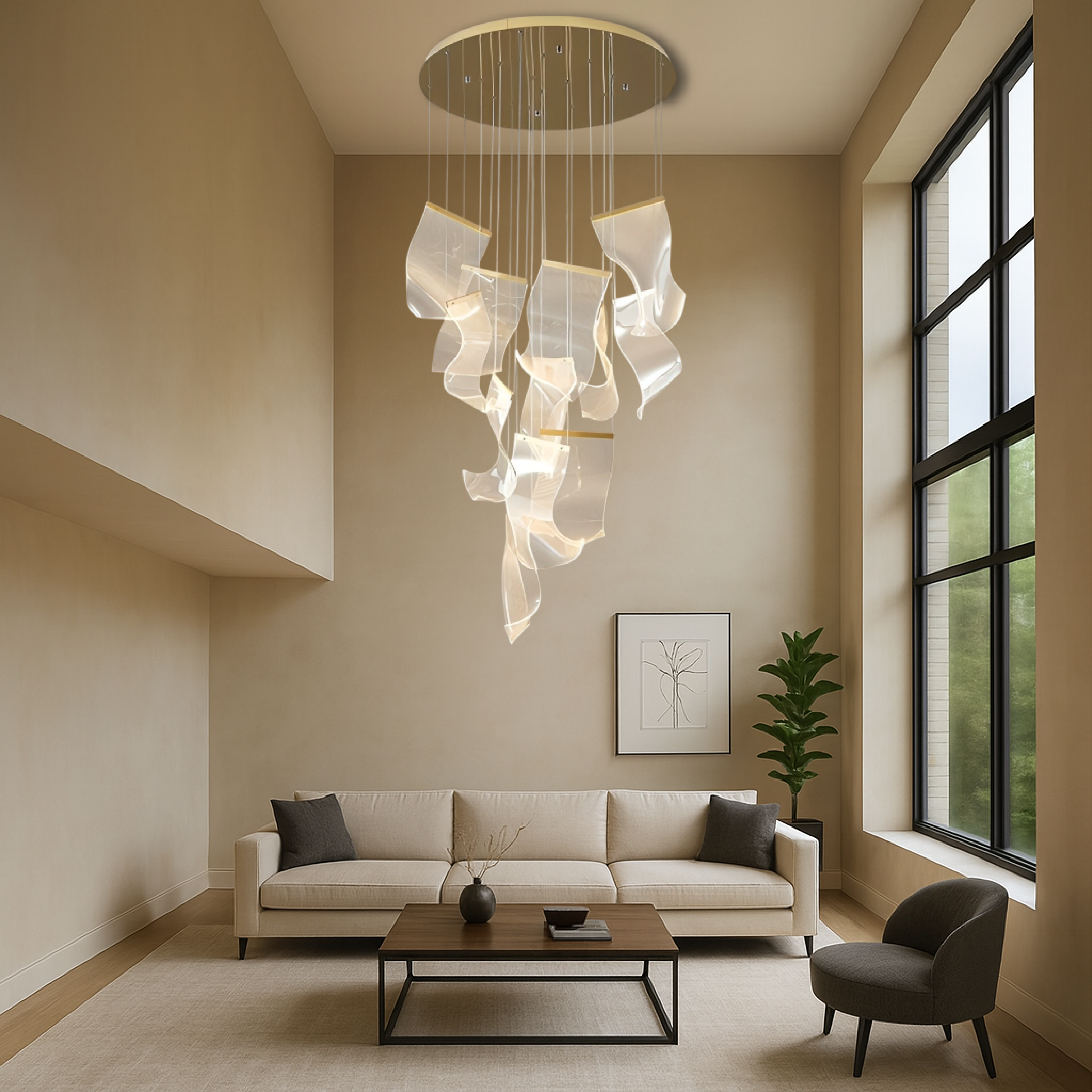 Lampadario acrilico Golden Staircase