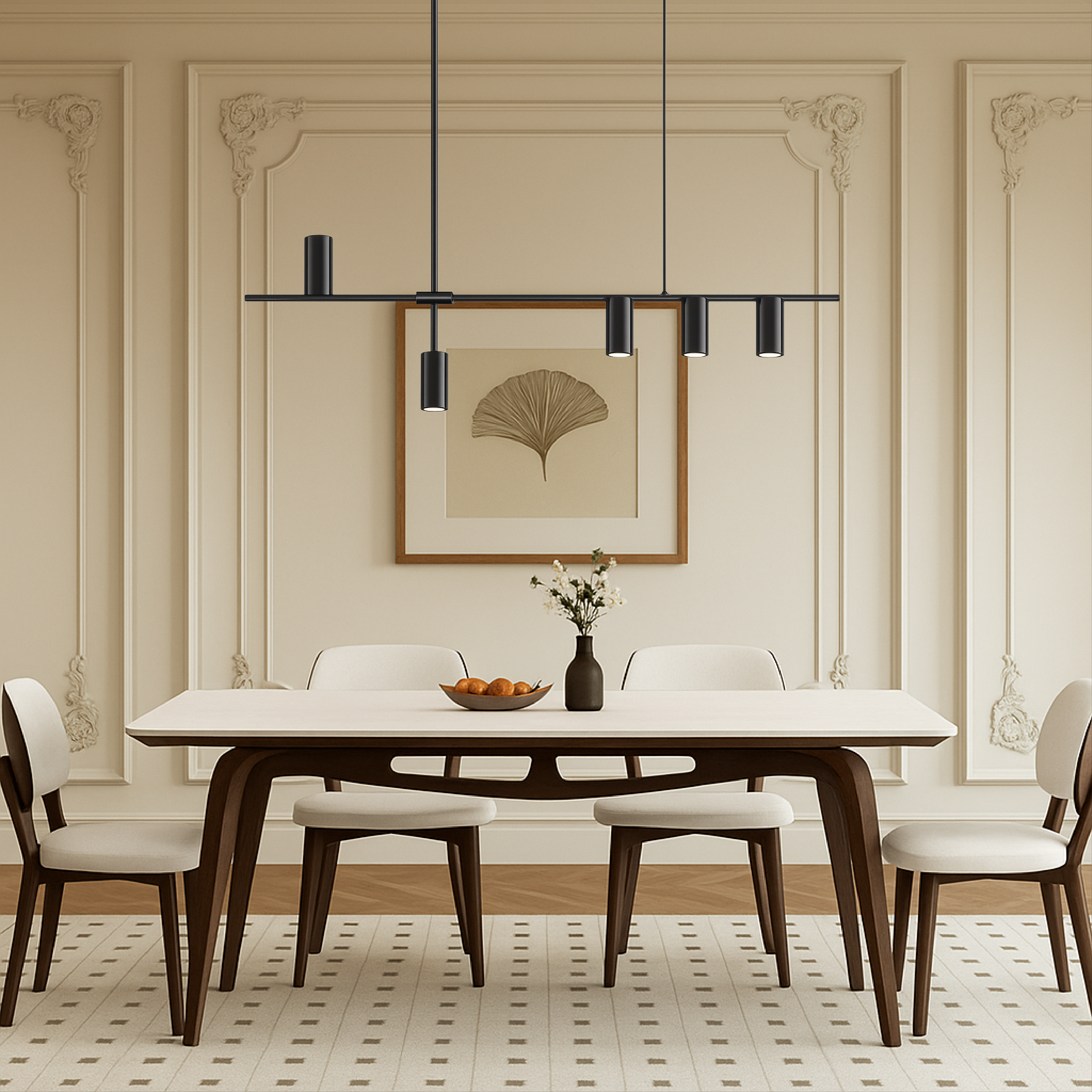 Luce a sospensione nera minimalista per la cucina