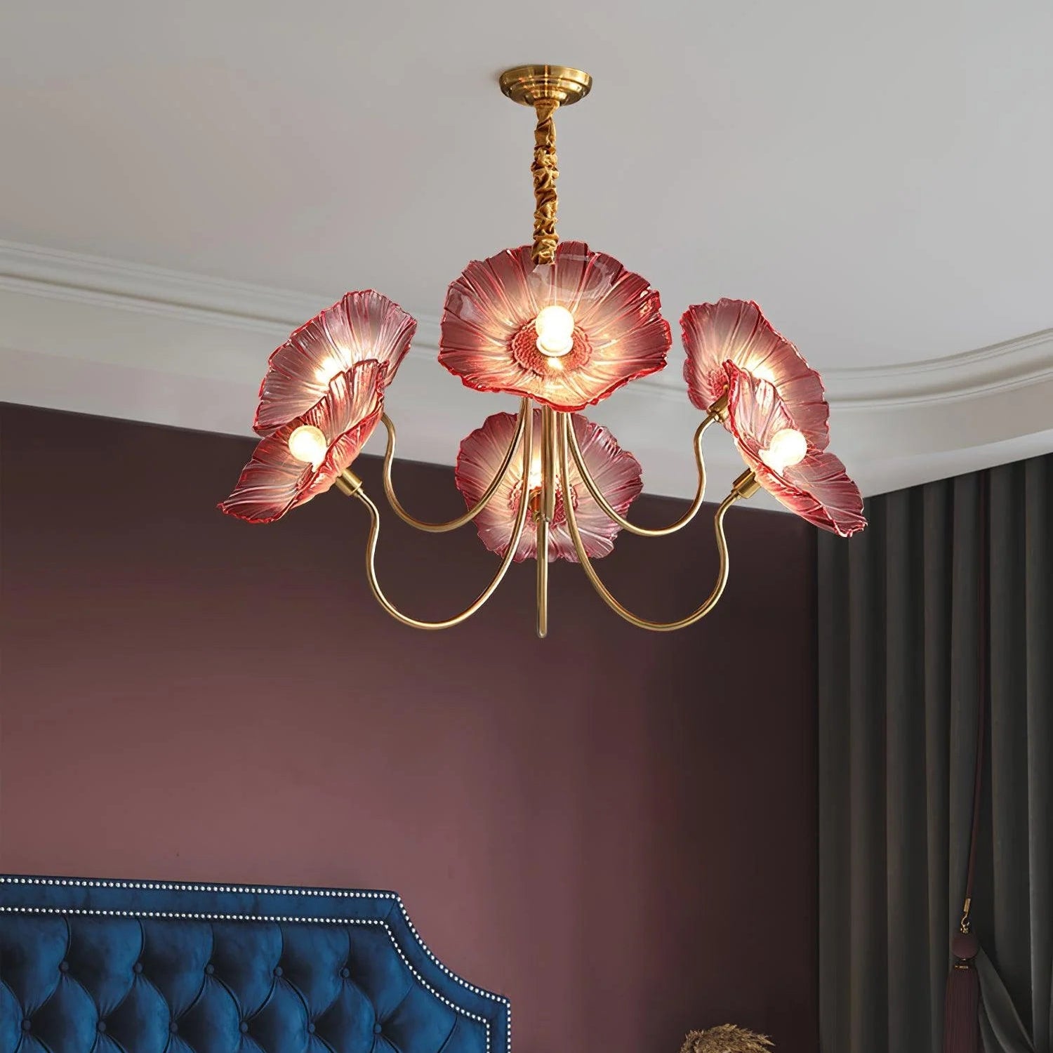 Lampadario a foglie di vetro Lotus