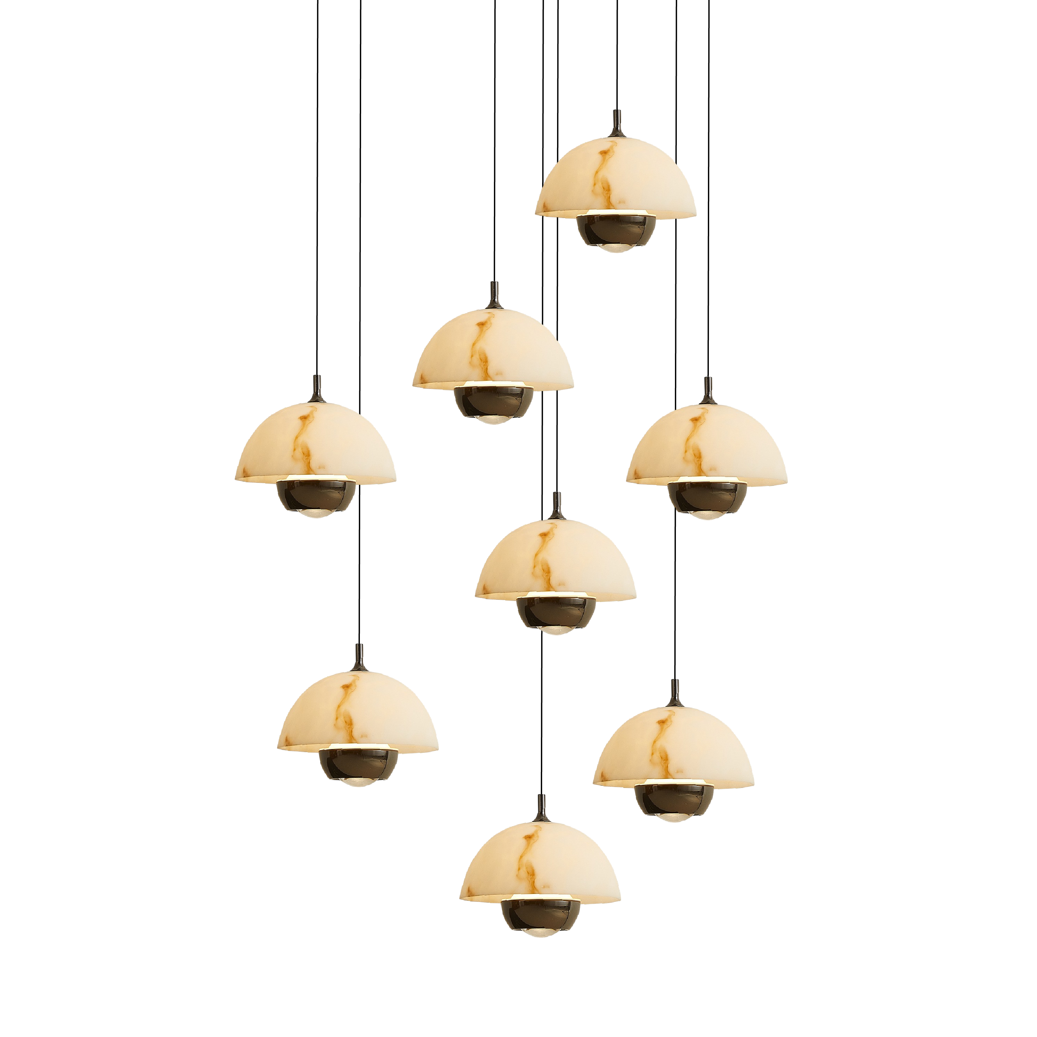 Lampadario a 8 teste per scale in marmo naturale