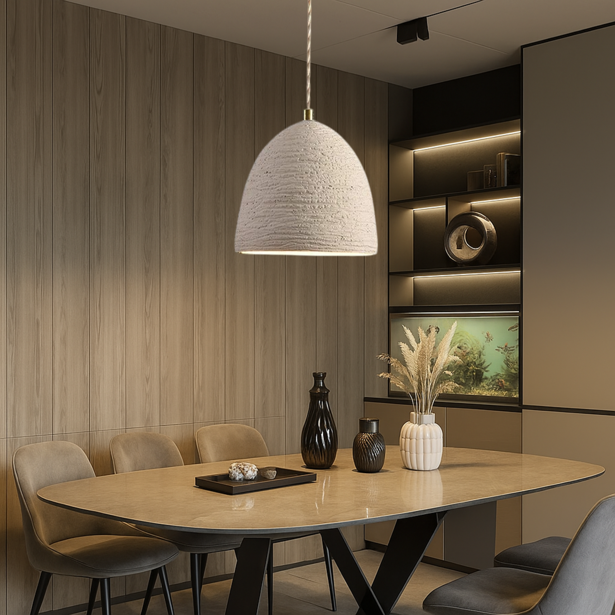 Luce a sospensione in cemento