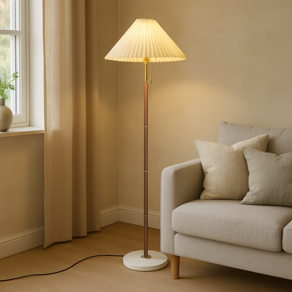 Lampada da terra in legno vintage Yrus