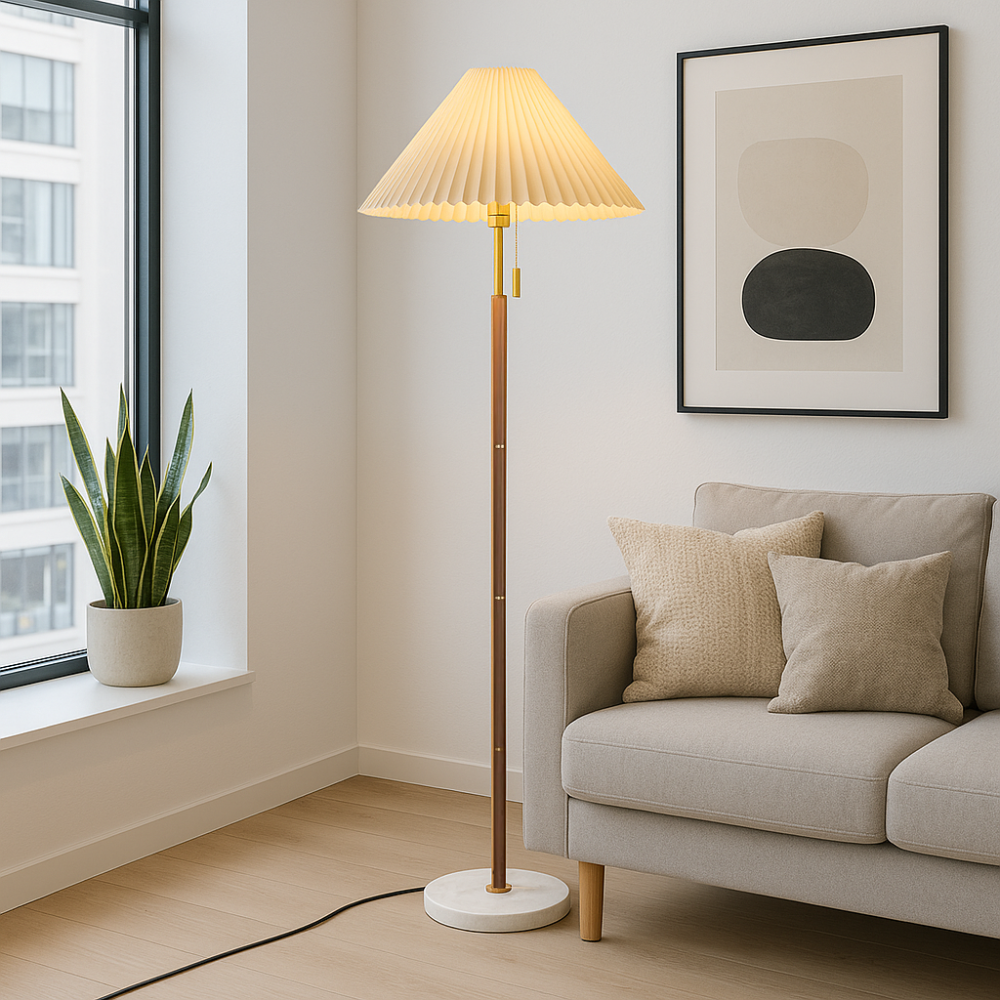 Lampada da terra in legno vintage Yrus
